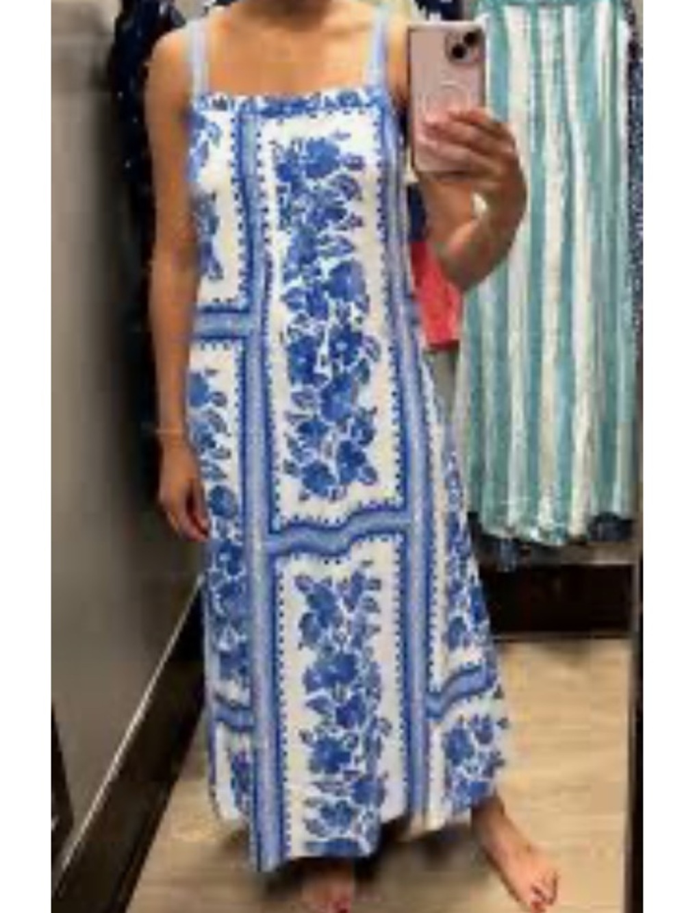 Sonoma Goods For Life cotton blend Pintuck Tank Maxi Dress, L